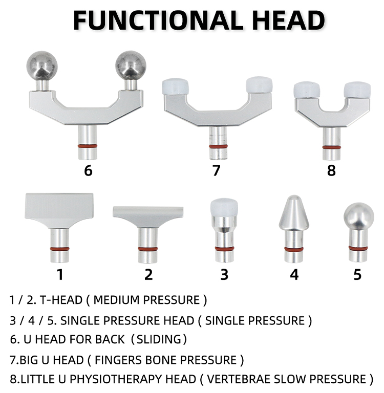 New 1500N 30 Levels 8 Heads Replaceable Electric Chiropractic Tools Spine Adjusting Gun For Cervical Massage Instrument